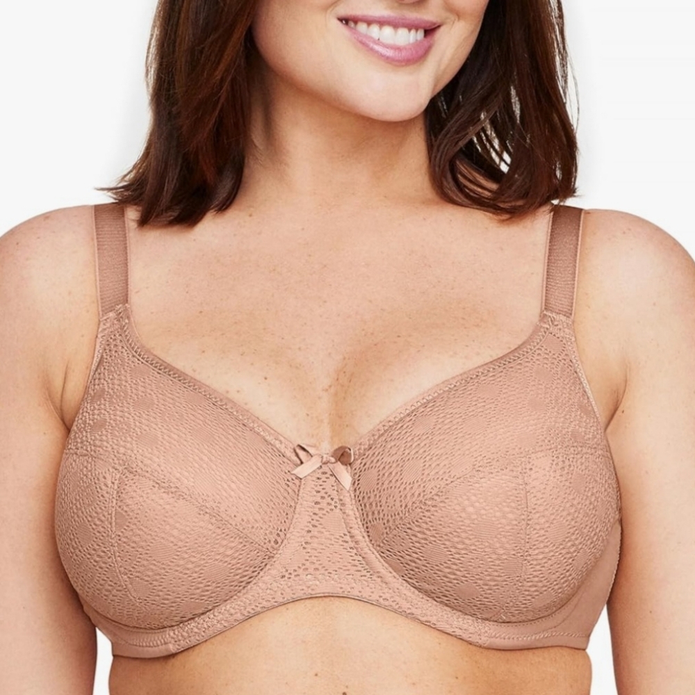 Glamorise Women's Plus Size Lace Comfort Wonderwire Bra Underwire #9855 Size 44C - Picture 2 of 13